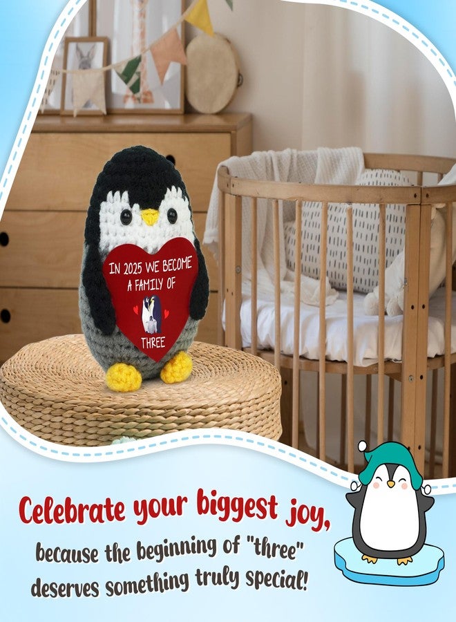 OASSIE Baby's First Christmas 2025 Emotional Support Crochet - Family of 3 Baby Announcement Positive Crochet with Card - Penguin Gifts for New Mom Dad Parents Couples, Pregnancy Announcement - Image 4